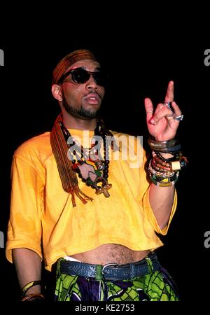 Die Jungle Brothers treten im Ritz in New York City auf. März 1990. © Jeff Tisman / MediaPunch. Stockfoto