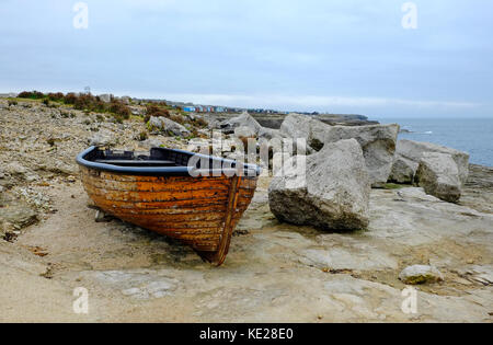 Fischerboot auf Portland Bill, Dorset, England Stockfoto