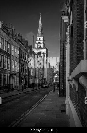 London. Spitalfields und der Brick Lane, East London, UK. Okt 2017 zeigt Christus Kirche Spitalfields von Nicholas Hawksmoor Stockfoto