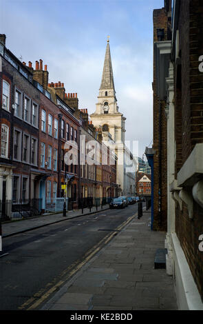 London. Spitalfields und der Brick Lane, East London, UK. Okt 2017 zeigt Christus Kirche Spitalfields von Nicholas Hawksmoor Stockfoto