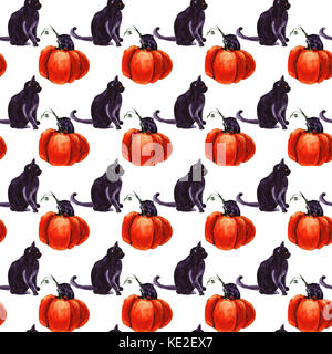 Satz von Katze cartoon mit verschiedenen Aktionen, halloween Stockfoto