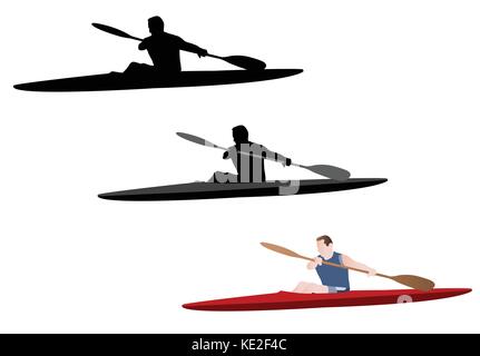 Kajak Silhouette und Illustration - Vektor Stock Vektor