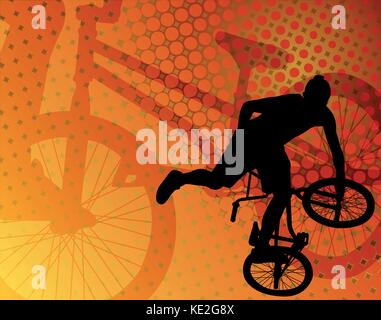 Bmx stunt Radfahrer auf der Abstract background-Vektor Stock Vektor