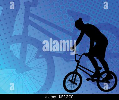 Bmx stunt Radfahrer auf der Abstract background-Vektor Stock Vektor