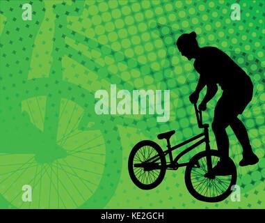 Bmx stunt Radfahrer auf der Abstract background-Vektor Stock Vektor