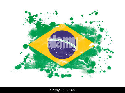 Brasilianische Flagge grunge gemalt Hintergrund Stockfoto