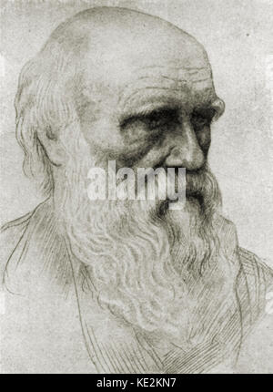 Charles Darwin - Porträt des britischen Naturforschers. Zeichnung von Alphonse Legros. 12 Februar 1809 - 19. April 1882. Künstler AL: 8. Mai 1837 - vom 8. Dezember 1911 Stockfoto