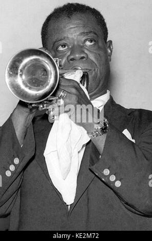 Louis Armstrong - Porträt der amerikanischen Jazz Musiker spielen. 4. August 1901 - 6. Juli 1971. Stockfoto