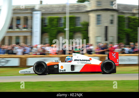 Eine historische Mclaren Honda F1-Wagen am Goodwood Festival 2017 der Geschwindigkeit. Stockfoto