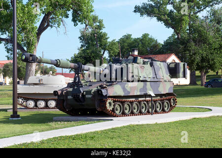 Fort Sill, Oklahoma - Mai 2016 US Army Field Artillery Museum Outdoor Display. Stockfoto