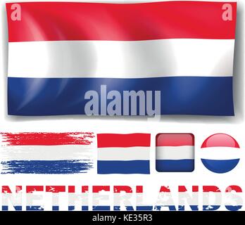 Niederlande Flagge in verschiedenen Designs Abbildung Stock Vektor