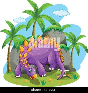 Lila Dinosaurier auf dem Boden Abbildung Stock Vektor