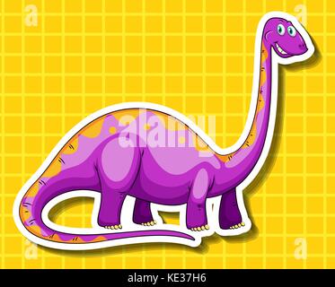 Lila Dinosaurier auf gelbem Hintergrund Abbildung Stock Vektor