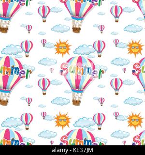 Nahtlose Hintergrund mit Luftballons in den Himmel Abbildung Stock Vektor