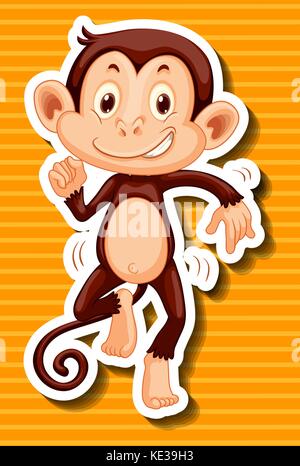 Affe tanzen auf gelben Hintergrund Abbildung Stock Vektor