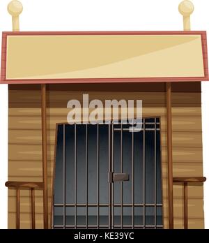 Gefängnis Zimmer mit sign on top Abbildung Stock Vektor