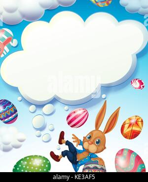 Frohe Ostern Thema mit Bunny im Himmel Abbildung Stock Vektor