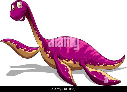 Rosa Dinosaurier lächelnd auf weiß Abbildung: Stock Vektor