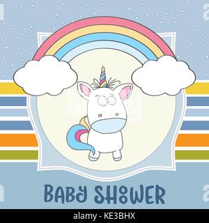 Schönes baby dusche Karte Vorlage mit schönen Baby Einhorn, Vektor Format Stock Vektor