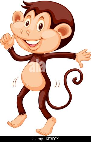 Kleiner Affe tanzen allein Abbildung Stock Vektor