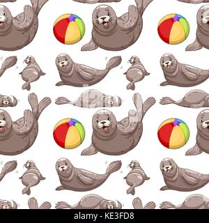Nahtlose Dichtungen und beach ball Abbildung Stock Vektor