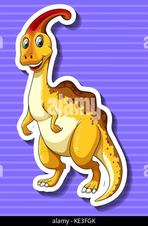 Gelber Dinosaurier auf lila Hintergrund Abbildung Stock Vektor