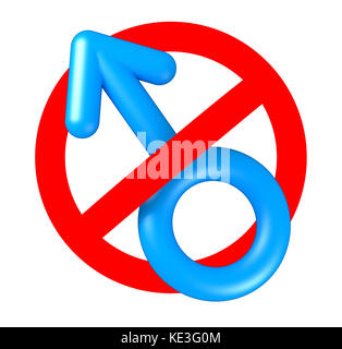 Rotes Verbotszeichen. Gekreuztes Mann-Symbol, isoliert auf weißer 3d-Illustration Stockfoto