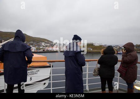 Honningsvag, Norwegen. 18 Okt, 2017. Grauer Himmel über Honningsvåg, Norwegen. Credit: Keith Larby/Alamy leben Nachrichten Stockfoto