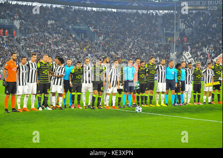 Turin, Italien. 18 Okt, 2017. Alle Team während der UEFA Champions League zwischen Juventus Turin und sportlichen Lisbona bei Allianz Stadion am 18. Oktober 2017 in Turin, Italien. Credit: Fabio Udine/alamy leben Nachrichten Stockfoto