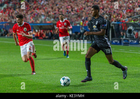 Lissabon, Portugal. 18 Okt, 2017. 18. Oktober 2017 in Lissabon, Portugal. Manchester unitedõs Vorwärts aus England Marcus rashford (19) während das Spiel der Dritten Runde der UEFA Champions League Gruppe a, SL Benfica v Manchester United FC Credit: Alexandre de Sousa/alamy leben Nachrichten Stockfoto