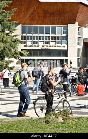 Illustration der Universität Grenoble-Alps (UGA) und des Universitätscampus. Stockfoto