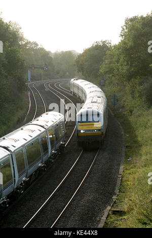 Chiltern Railways Züge am Hatton Bank, Warwickshire, Großbritannien Stockfoto