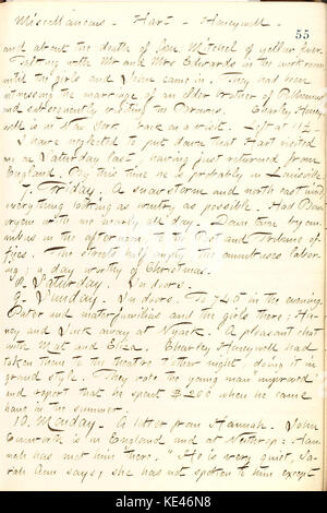 Der Tagebucheintrag von Thomas Butler Gunn am 6. November 1862 bietet einen Einblick in persönliche Reflexionen und historische Ereignisse während der Zeit des Bürgerkriegs. Es ist Teil seiner umfangreichen Schriften, die Leben und soziale Angelegenheiten im 19. Jahrhundert dokumentieren. Stockfoto
