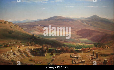 Das Amphitheater von Tusculum und den Albaner Bergen, Rom Stockfoto