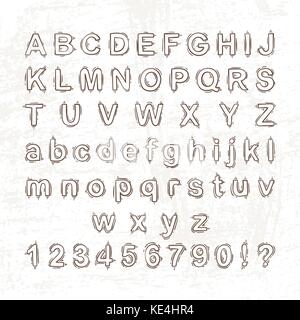 Hand gezeichnet doodle Font. cartoon Vektor Alphabet. Buchstaben Sammlung Stock Vektor