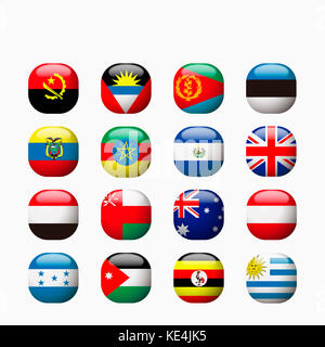 Icon Set von verschiedenen nationalen Flaggen Stockfoto