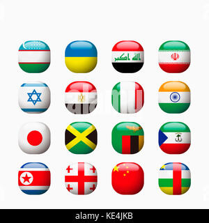 Icon Set von verschiedenen nationalen Flaggen Stockfoto