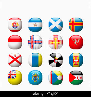 Icon Set von verschiedenen nationalen Flaggen Stockfoto