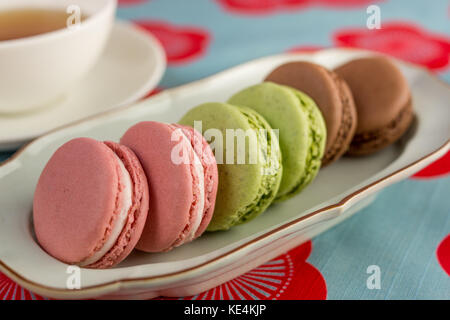 Französische macarons Kuchen zum Tee Stockfoto