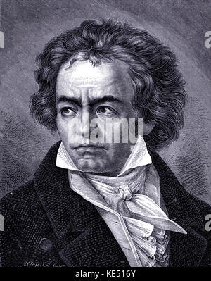 Ludwig van Beethoven - Porträt des Deutschen Komponisten. 17. Dezember 1770 - vom 26. März 1827. Stockfoto