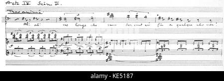 Claude Debussys Oper Pelléas et Mélisande. Handschriftliche Partitur von Akt IV, Szene II. Premiere Opéra-Comique, Paris, 30. April 1902. Debussy, der französische Komponist, 22. August 1862 - 25. März 1918. Stockfoto