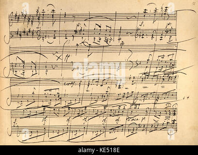 Ludwig van Beethoven - handschriftliche Partitur des deutschen Komponisten' Klaviersonate Nr. 24' in F-Dur, Opus 78, 1809 geschrieben. Zweiter Satz: Allegro vivace. Op. 78 mit dem Spitznamen "Theresia". Seite 15 der ursprünglichen Manuskript. LvB: Getauft 17. Dezember 1770 - vom 26. März 1827. Stockfoto