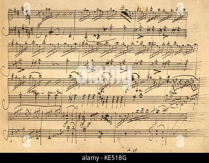 Ludwig van Beethoven - handschriftliche Partitur des deutschen Komponisten' Klaviersonate Nr. 24' in F-Dur, Opus 78, 1809 geschrieben. Ersten Satz: Adagio cantabile - Allegro ma non troppo. Op. 78 mit dem Spitznamen "thérèse" Seite 3 der ursprünglichen Manuskript. LvB: Getauft 17. Dezember 1770 - vom 26. März 1827. Stockfoto