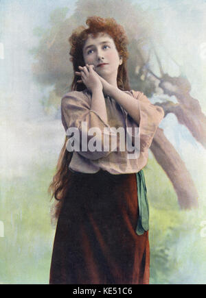 Sigrid Arnoldson in Titel Rolle von Ambroise Thomas's Oper Mignon Libretto von Jules Barbier und Michel Carré. SA: schwedische Sopranistin, 20. März 1861 - 7. Februar 1943 an: der französische Komponist, den 5. August 1811 - 12. Februar 1896 Stockfoto
