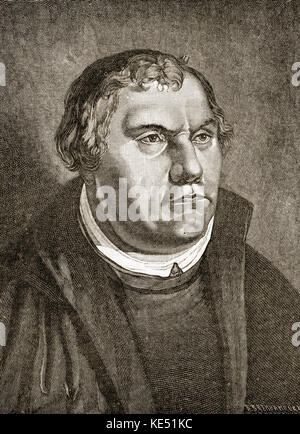 Martin Luther - Porträt des Deutschen Komponisten und Reformator. Nach einem Gemälde von Lucas Cranach. ML: 10. November 1483 - vom 18. Februar 1546. ML war auch ein Mönch, Priester, Professor und Theologe. Stockfoto