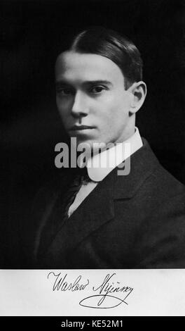 Vaslav Nijinsky signiertes Foto. Russian-Polish-amerikanische Tänzerin und Choreografin: 17. Dezember 1889 - 8. April 1950. Stockfoto