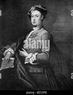 Georg Friedrich Händel. Kupferstich von Charles Turner, nach dem Gemälde von William Hogarth. Deutsch-englischer Komponist, 23. Februar 1685 - 14. April 1759 Stockfoto