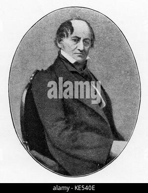 Friedrich Wieck portrait. Vater von Clara Schumann. Hatte Schumann und Bülow zu seinen Schülern. Deutsche Pianist und Lehrer, 1785-1873. Stockfoto