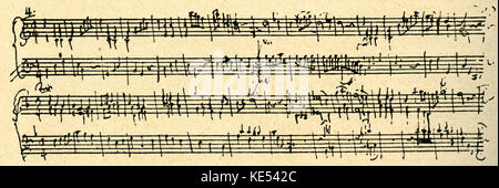 Mozarts 8 Menuette, K 315 a-autographe Partitur, K 315 ein. Wolfgang Amadeus Mozart: der österreichische Komponist, 27. Januar 1756 - vom 5. Dezember 1791. Stockfoto