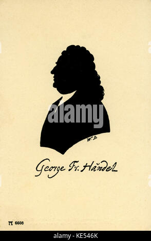 Georg Friedrich Händel (geboren Georg Friedrich Händel), Porträt als Silhouette. Deutsch-englischer Komponist, 23. Februar 1685 - 14. April 1759 Stockfoto